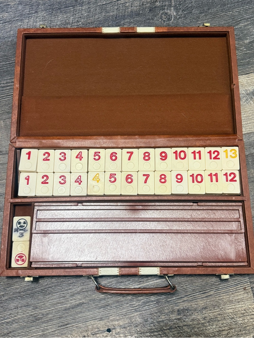 Vintage Rummikub/Rummy Tile Game Set in Brown Briefcase